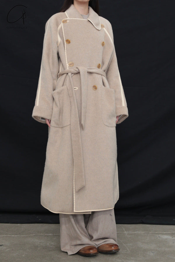 Mutedance 24 Autumn and Winter Double Breasted Lapel Jacket MD-MD24FW03-SAND